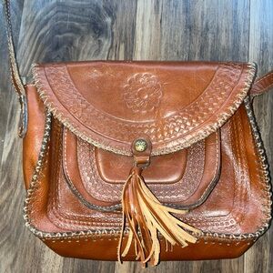 Handcrafted Patricia Nash Brown Leather cross-body Bag